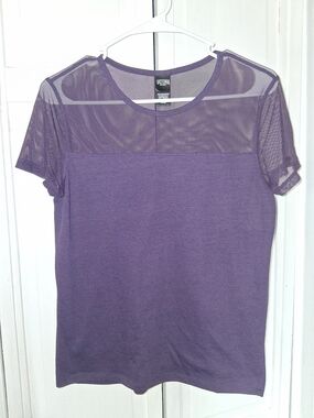 Victoria Sport Purple Short Sleeve Tee with Mesh Yoke